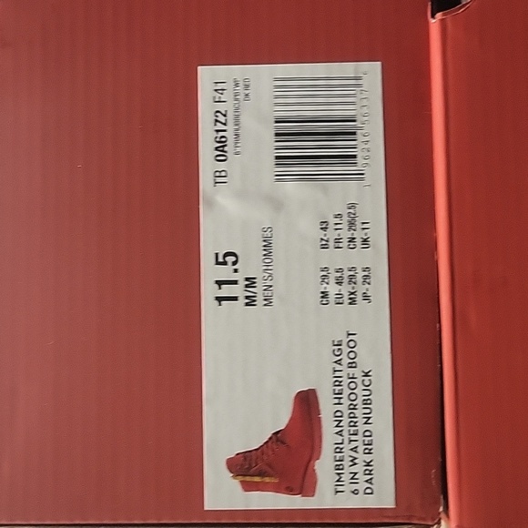 Timberland 6 Inch Premium Waterproof Boot Triple Red Mens New TB0A61Z2F41 - Picture 9 of 10